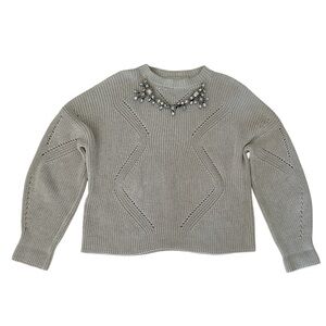 Ermanno Scervino Cream Sweater with Crystals brooches size 42